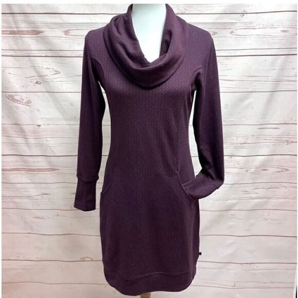 Merrell Indira Geometric Cowlneck Double Geo Ponte Knit Long Sleeve Pocket Dress - Picture 3 of 7